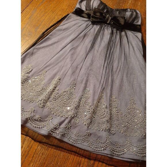 Small Purple Black Mesh Overlay Sleeveless Embellished Mini Dress Prom Wedding - Picture 3 of 6